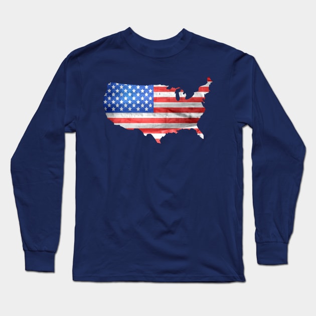 USA American Flag Patriotic For United States Merica Long Sleeve T-Shirt by Tesla